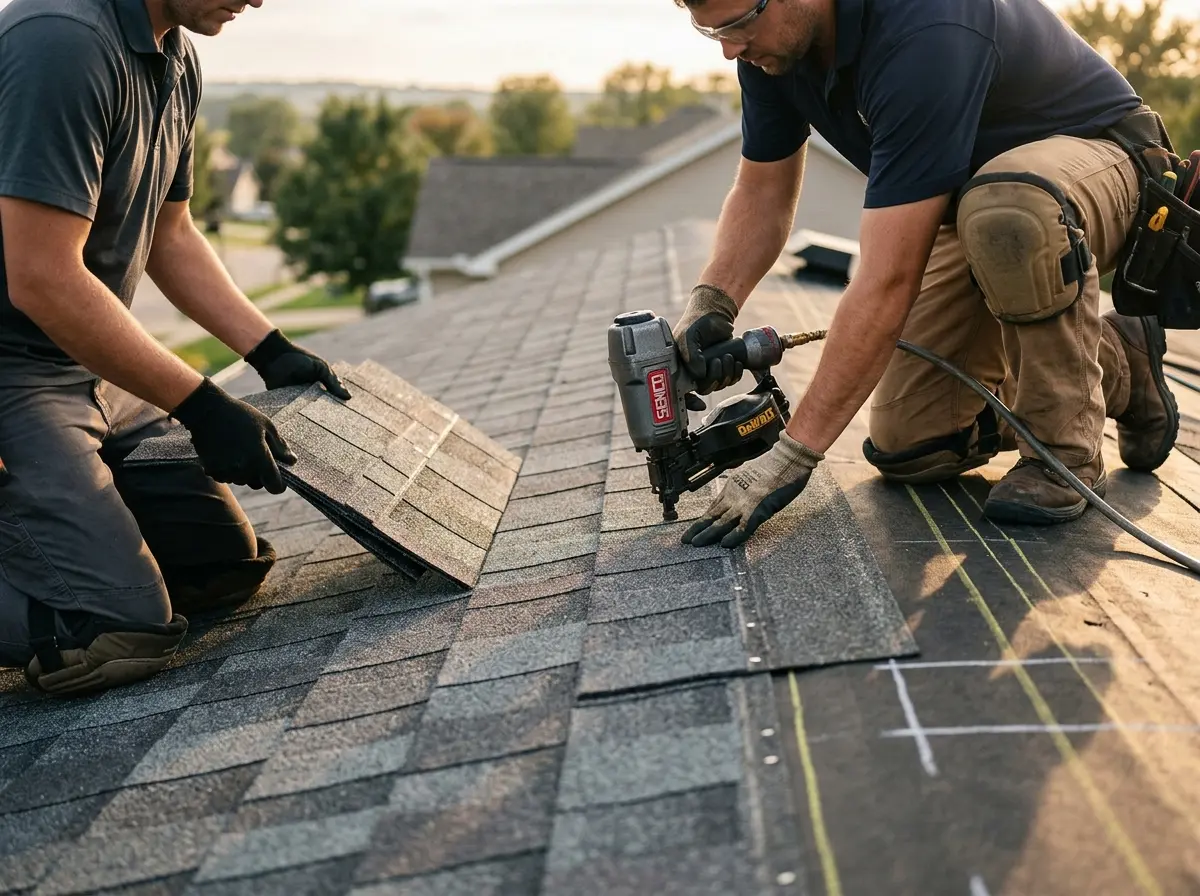 Professional roofer working on a residential roof in Lake Wales